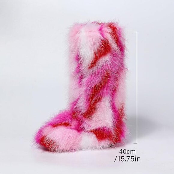 Knee-High Faux Fur Boots WIDE SZ - Picture 4 of 5